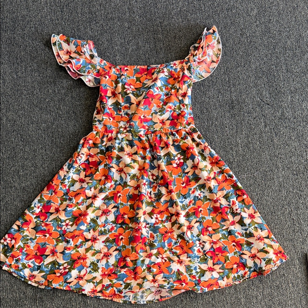 SHEIN Vibrant Floral Mini Dress with Ruffle Sleeves